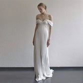 Kaerwx | Women’s One Shoulder Light Wedding Dress French Simple White Bridal Gown