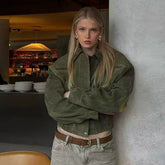 Kaerwx | Women’s Suede Pilot Jacket – Loose Casual Street Style Short Coat